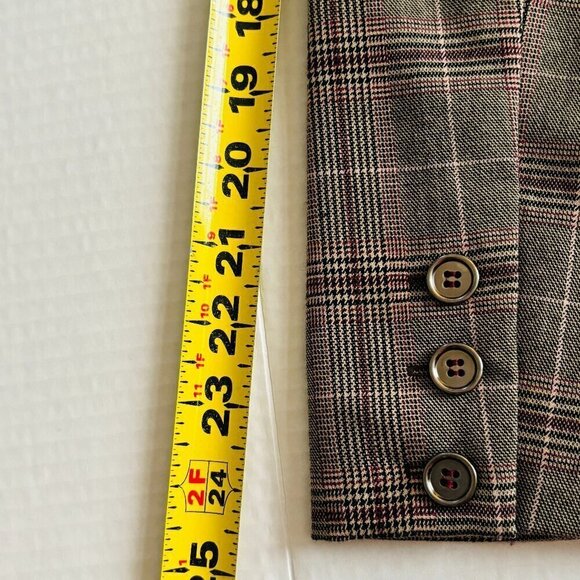 Nicole Benisti Point Zero Plaid One button Hip Length Blazer Peplum Back - Picture 10 of 13